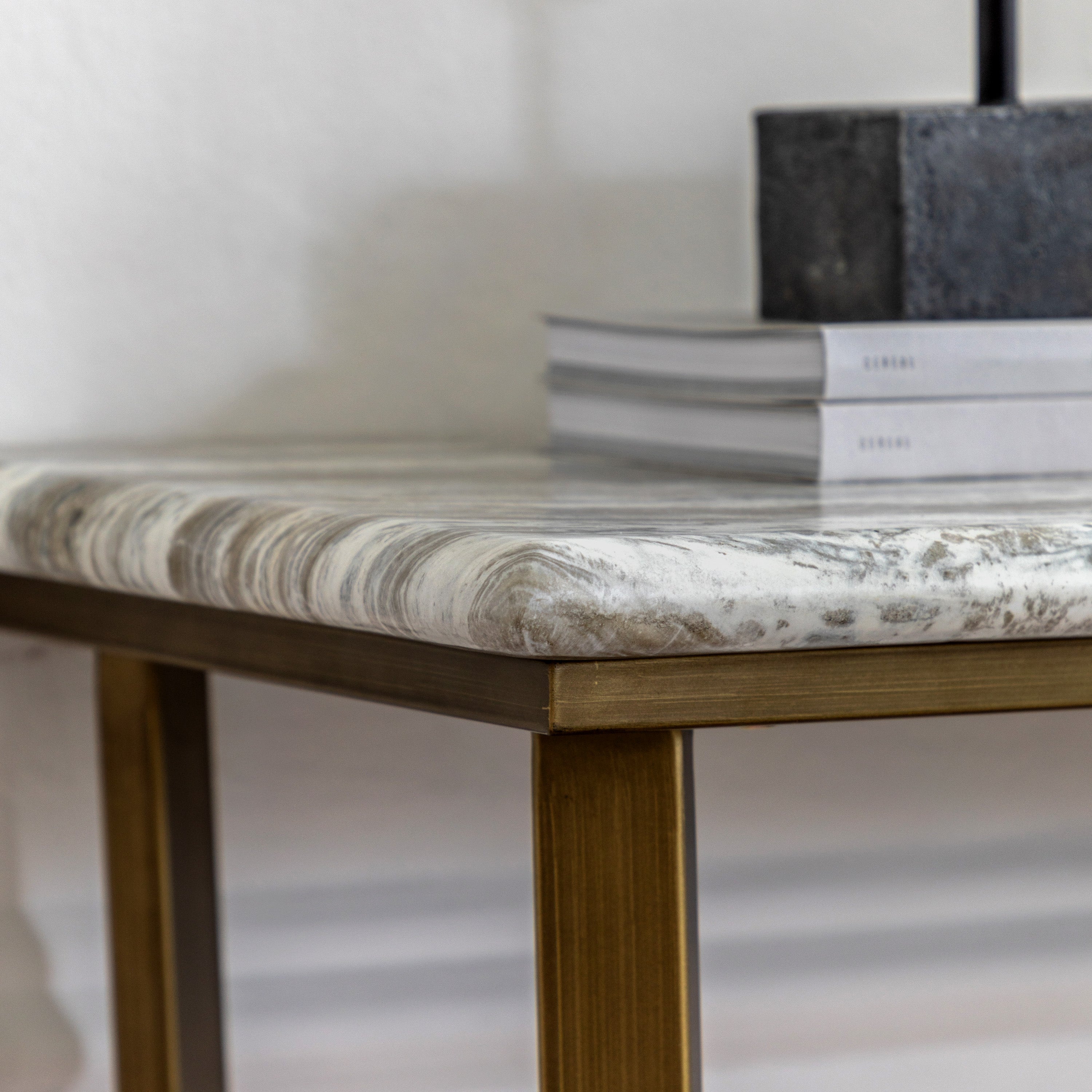Bilbao Gold & White/Green Marble Effect Console Table
